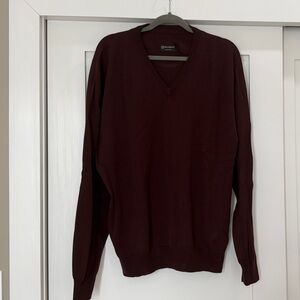 Allen Edmonds Merino Wool Men's V-Neck Sweater - Burgundy